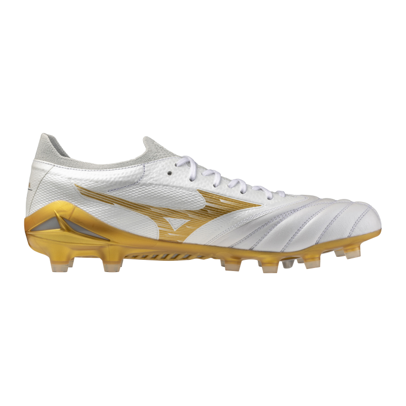 Mizuno Morelia Neo IV Beta Elite Firm Ground Rugby Boots - White/Gold 2