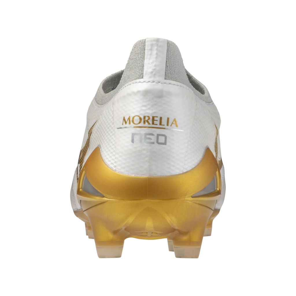 Mizuno Morelia Neo IV Beta Elite Firm Ground Rugby Boots - White/Gold 5