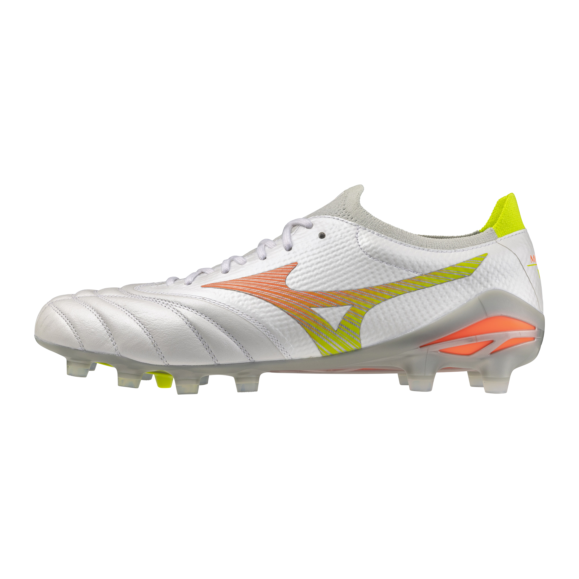 mizuno-morelia-neo-iv-beta-elite-firm-ground-rugby-boots-white-orange Product Image