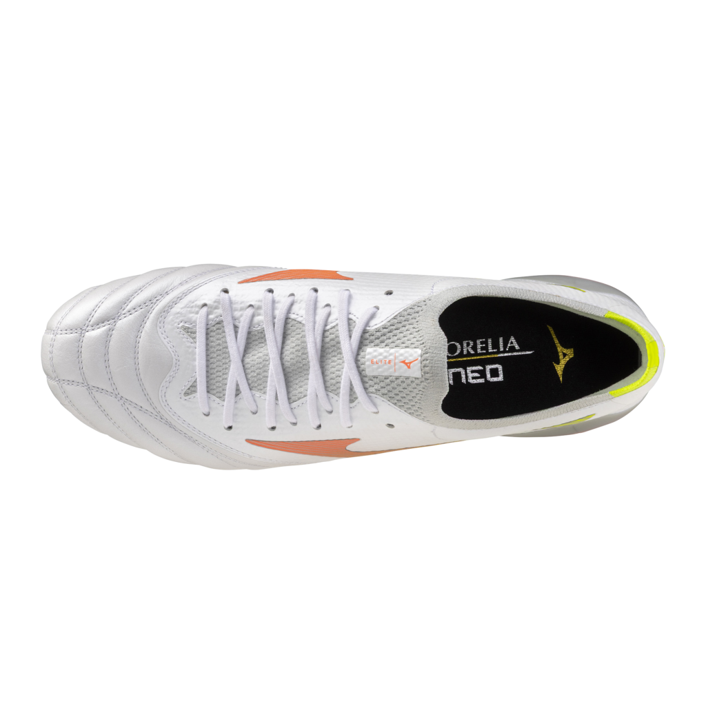 Mizuno Morelia Neo IV Beta Elite Firm Ground Rugby Boots - White/Orange 3